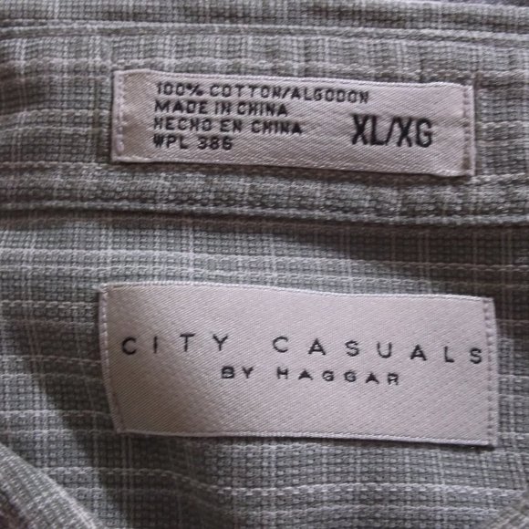 Haggar City Casuals Moss Green Plaid Shirt XL - Picture 4 of 4